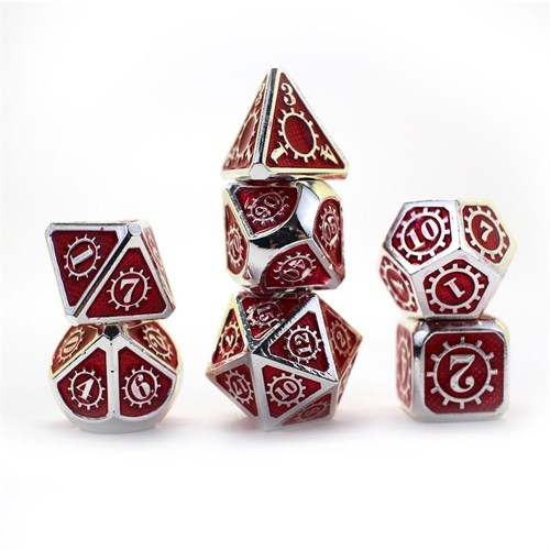 7-Piece Metal RPG Dice Set — Red Mechanism - photo 30089