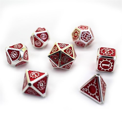 7-Piece Metal RPG Dice Set — Red Mechanism - photo 30091