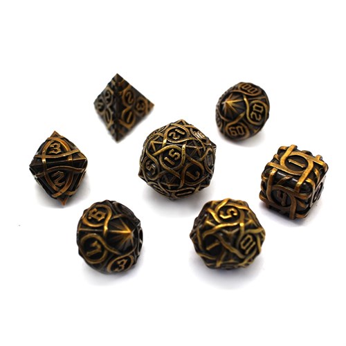 7-Piece Metal RPG Dice Set — Patterned Pyrite - photo 30096