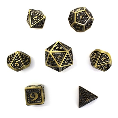 7-Piece Metal RPG Dice Set — Dragon Scale Ancient Bronze - photo 30125