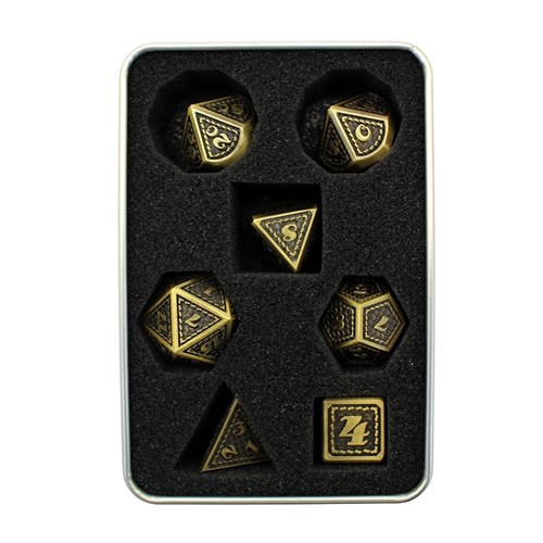 7-Piece Metal RPG Dice Set — Dragon Scale Ancient Bronze - photo 30127