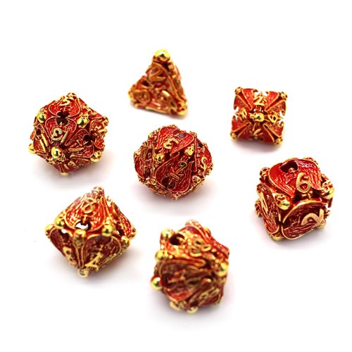 7-Piece Metal RPG Dice Set — Red Angelic Sword - photo 30130