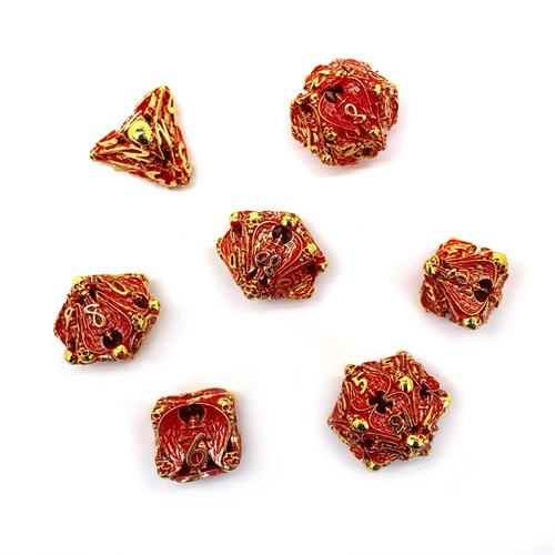 7-Piece Metal RPG Dice Set — Red Angelic Sword - photo 30131