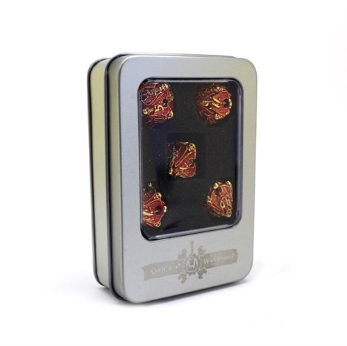 7-Piece Metal RPG Dice Set — Red Angelic Sword - photo 30133