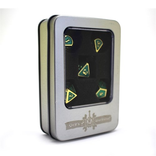7-Piece Metal RPG Dice Set — Gold-Light Blue Web - photo 30138