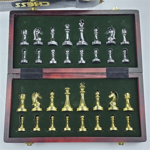 Gift Chess Set 29×29 cm "Gambit Silver/Gold" with Weighted Pieces / Board Game (Clearance) - photo 30435