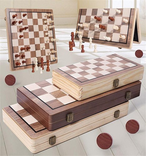 Chess and Draughts Set Gift Magnetic Wooden - photo 30478