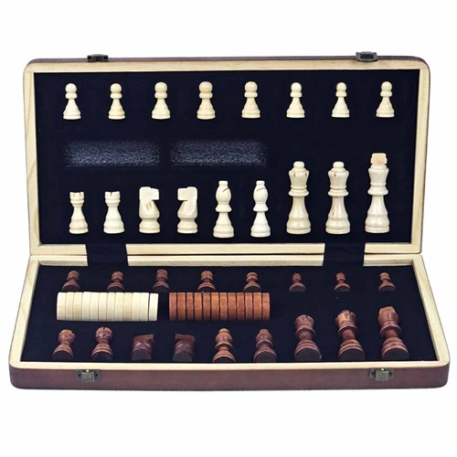 Chess and Draughts Set Gift Magnetic Wooden - photo 30483