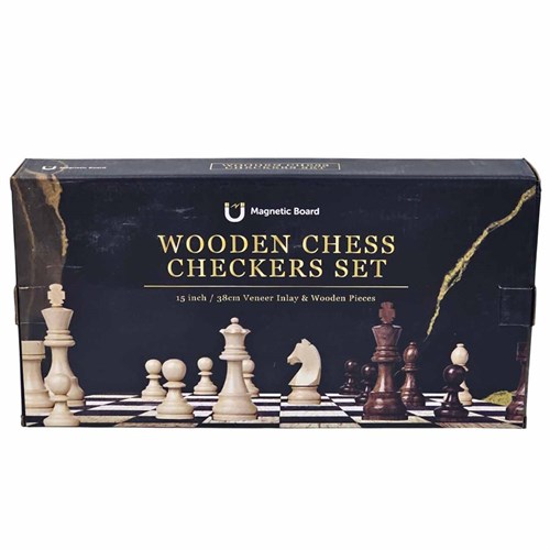 Chess and Draughts Set Gift Magnetic Wooden - photo 30485