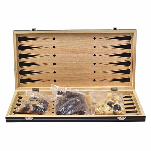 Chess Set 3in1 (Draughts, Backgammon) Gift Classic Lacquered - photo 30507
