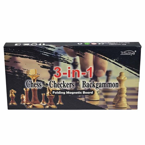 Chess Set 3in1 (Draughts, Backgammon) Gift Classic Lacquered - photo 30509