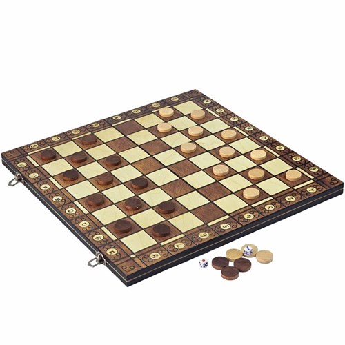 Chess Set 3in1 (Draughts, Backgammon) Gift Classic Lacquered - photo 30514