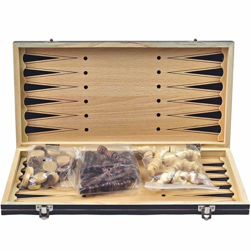 Chess Set 3in1 (Draughts, Backgammon) Gift Classic Lacquered - photo 30515