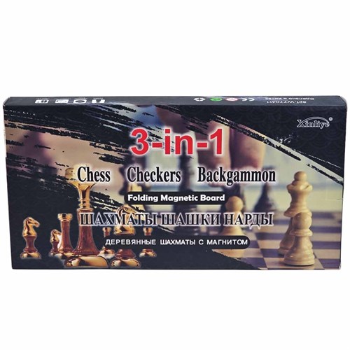 Chess Set 3in1 (Draughts, Backgammon) Gift Classic Lacquered - photo 30516