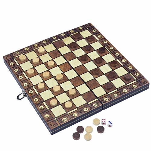 Chess Set 3in1 (Draughts, Backgammon) Gift Classic Lacquered - photo 30519