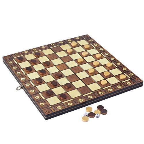 Chess Set 3in1 (Draughts, Backgammon) Gift Classic Lacquered - photo 30525