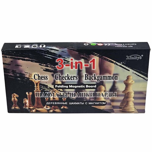 Chess Set 3in1 (Draughts, Backgammon) Gift Classic Lacquered - photo 30530