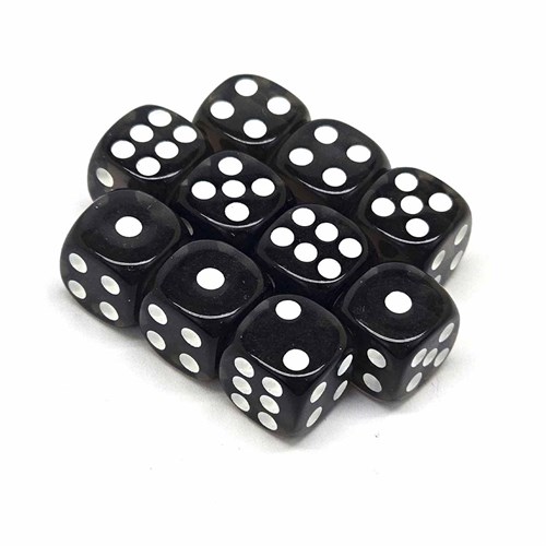 Dice D6 12 mm 10pcs. Black Transparent - photo 30647