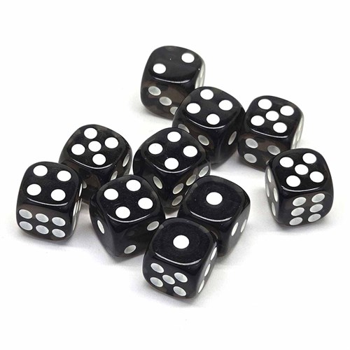Dice D6 12 mm 10pcs. Black Transparent - photo 30648