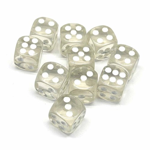 Dice D6 12 mm 10pcs. White Transparent - photo 30650