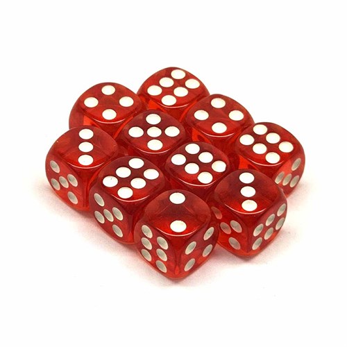Dice D6 12 mm 10pcs. Dark-Orange Transparent - photo 30653