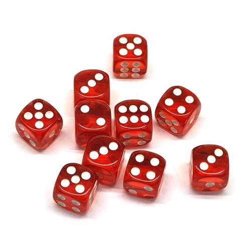 Dice D6 12 mm 10pcs. Dark-Orange Transparent - photo 30654