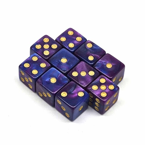 Dice D6 12 mm 10pcs. Purple-Blue Marbled - photo 30655