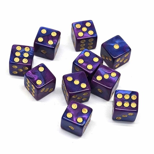 Dice D6 12 mm 10pcs. Purple-Blue Marbled - photo 30656