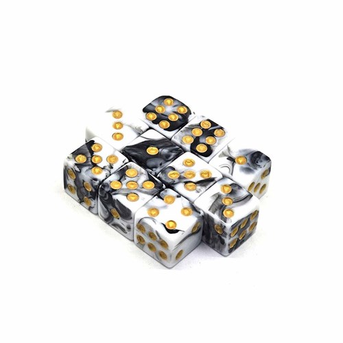 Dice D6 12 mm 10pcs. White-Black Marble - photo 30657