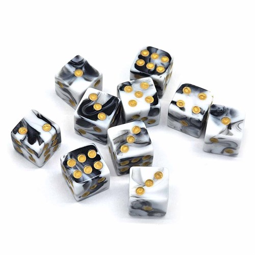 Dice D6 12 mm 10pcs. White-Black Marble - photo 30658