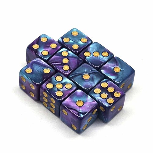 Dice D6 12 mm 10pcs. Blue-Purple Marbled - photo 30663