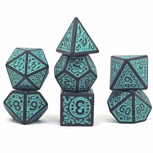 7-Piece RPG Dice Set — Green Ornament - photo 30675