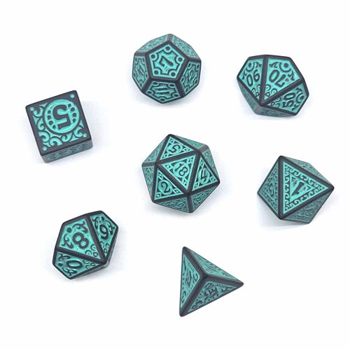7-Piece RPG Dice Set — Green Ornament - photo 30676