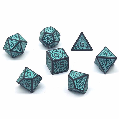 7-Piece RPG Dice Set — Green Ornament - photo 30677