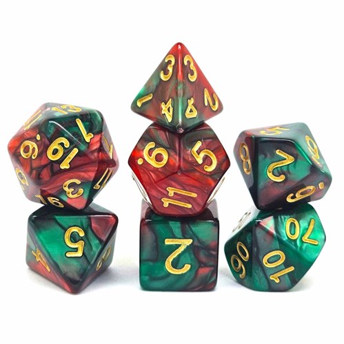 7-Piece RPG Dice Set — Red-Green - photo 30720