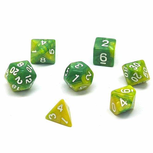 7-Piece RPG Dice Set — Green-Yellow - photo 30728
