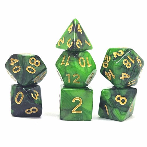 7-Piece RPG Dice Set — Black-Green - photo 30747