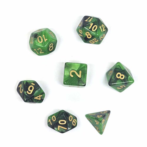 7-Piece RPG Dice Set — Black-Green - photo 30748