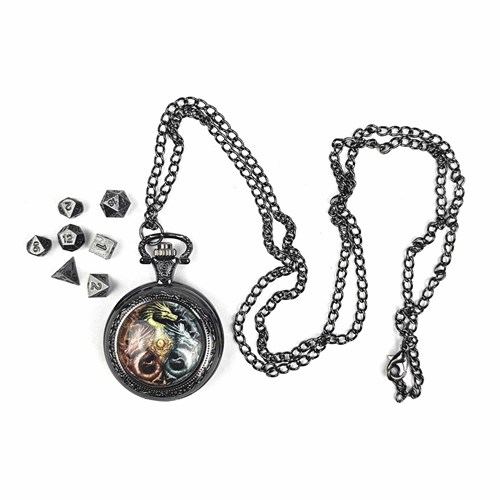 7-Piece RPG Dice Set — Medallion Spirit Dragon Steel - photo 30795