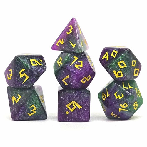 7-Piece RPG Dice Set — Green-Purple - photo 30812