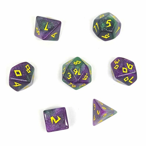 7-Piece RPG Dice Set — Green-Purple - photo 30813
