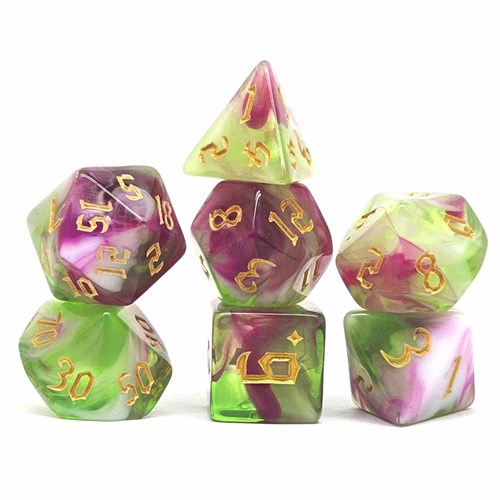7-Piece RPG Dice Set — Green-Pink - photo 30818