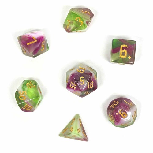 7-Piece RPG Dice Set — Green-Pink - photo 30819