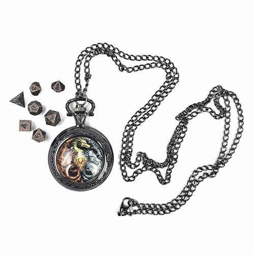 7-Piece RPG Dice Set — Medallion Spirit Dragon Bronze - photo 30824
