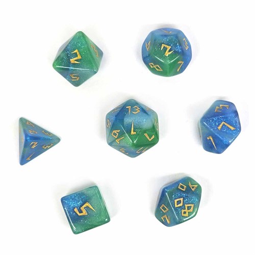 7-Piece RPG Dice Set — Green-Blue - photo 30833