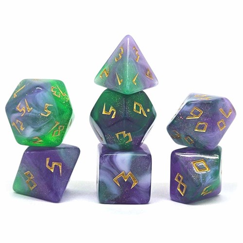 7-Piece RPG Dice Set — Green-Purple - photo 30835