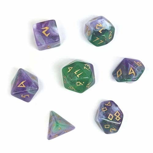 7-Piece RPG Dice Set — Green-Purple - photo 30836
