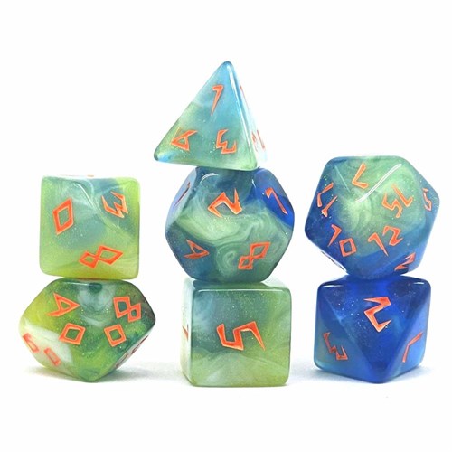 7-Piece RPG Dice Set — Green-White - photo 30838