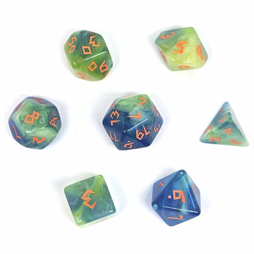 7-Piece RPG Dice Set — Green-White - photo 30839
