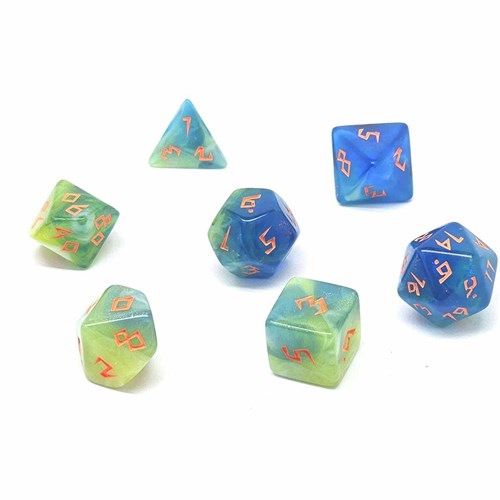 7-Piece RPG Dice Set — Green-White - photo 30840